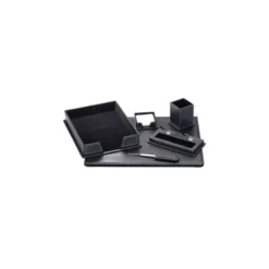 Vade Escribania sobremesa Q-Connect similpiel negro juego de 6 piezas.