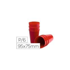 Vaso ABS rojo 95x75 mm con borde grueso redondeado