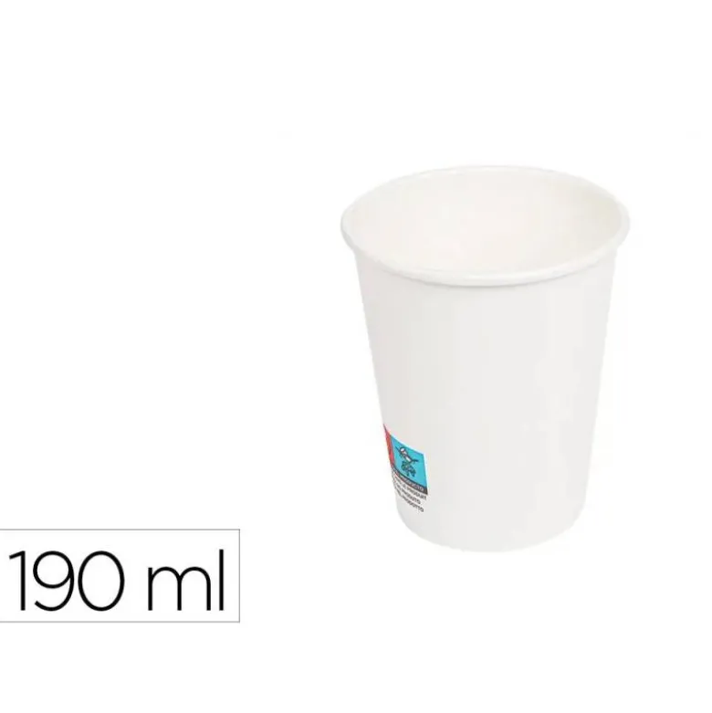 VASO DE PAPEL BLANCO BUNZL RECICLABLE PEFC 190 ML APTO BEBIDAS FRIAS Y CALIENTES PAQUETE DE 50 UNIDADES