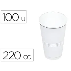 VASO DE PLASTICO BLANCO 220 CC PAQUETE DE 100 UNIDADES