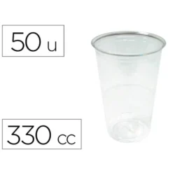 VASO DE PLASTICO TRANSPARENTE 330 CC PAQUETE DE 50 UNIDADES