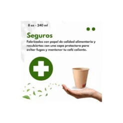 VASO TERMICO CARTON KRAFT 240 CC PAQUETE DE 50 UNIDADES