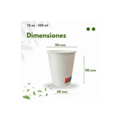 VASO DE CARTON BIODEGRADABLE BLANCO 360 CC PAQUETE DE 40 UNIDADES