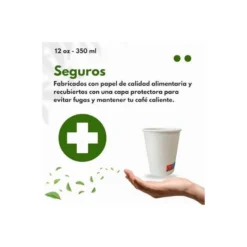 VASO DE CARTON BIODEGRADABLE BLANCO 360 CC PAQUETE DE 40 UNIDADES