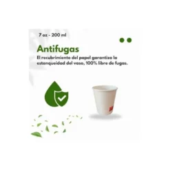VASO DE CARTON BIODEGRADABLE BLANCO 220 CC PAQUETE DE 50 UNIDADES