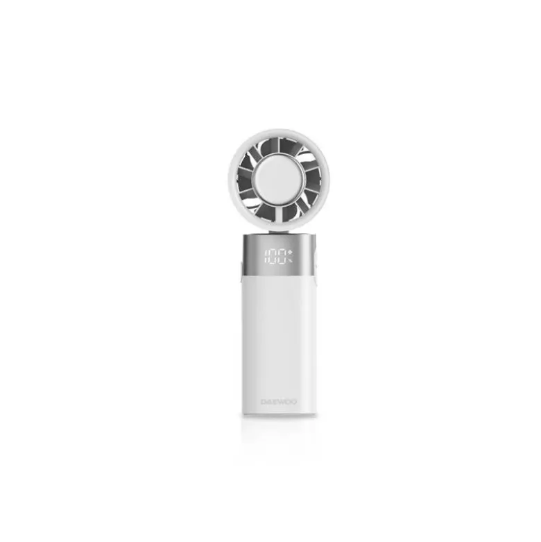 VENTILADOR DE MANO DAEWOO HIGH POWER 10W 80 VELOCIDADES RECARGABLE COLOR BLANCO