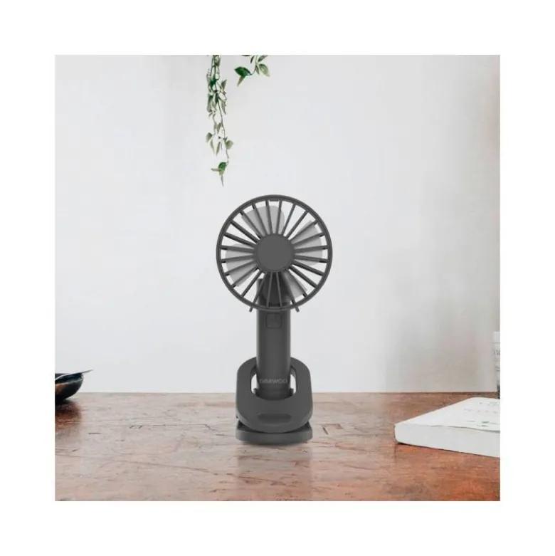 VENTILADOR DE MANO DAEWOO HIGH POWER 5W 3 VELOCIDADES RECARGABLE USB-C COLOR NEGRO