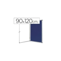 Vitrina de anuncios q-connect mural grande fieltro azul con puerta y marco con cerradura 120x90 cm.