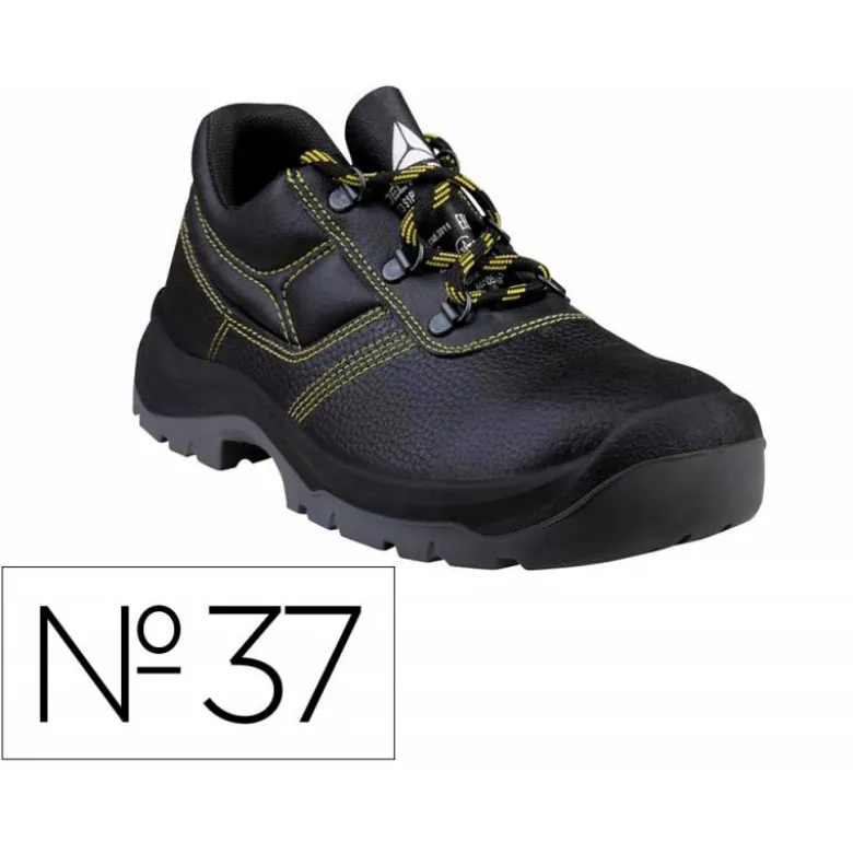 ZAPATOS DE SEGURIDAD DELTAPLUS PIEL CRUPON PIGMENTADA SUELA PU BI DENSIDAD COLOR NEGRO TALLA 37