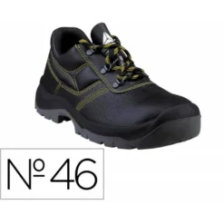 ZAPATOS DE SEGURIDAD DELTAPLUS PIEL CRUPON PIGMENTADA SUELA PU BI DENSIDAD COLOR NEGRO TALLA 46