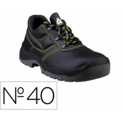 ZAPATOS DE SEGURIDAD DELTAPLUS PIEL CRUPON PIGMENTADA SUELA PU BI DENSIDAD COLOR NEGRO TALLA 40