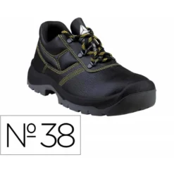 ZAPATOS DE SEGURIDAD DELTAPLUS PIEL CRUPON PIGMENTADA SUELA PU BI DENSIDAD COLOR NEGRO TALLA 38