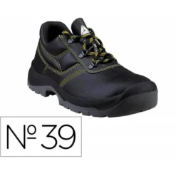 ZAPATOS DE SEGURIDAD DELTAPLUS PIEL CRUPON PIGMENTADA SUELA PU BI DENSIDAD COLOR NEGRO TALLA 39